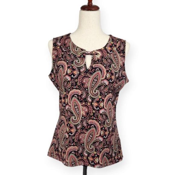 Tommy Hilfiger Top Keyhole Grommet Paisley Print Sleeveless Women's Size Medium - Picture 1 of 11
